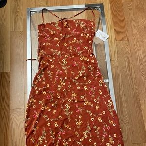 Flower silk midi dress